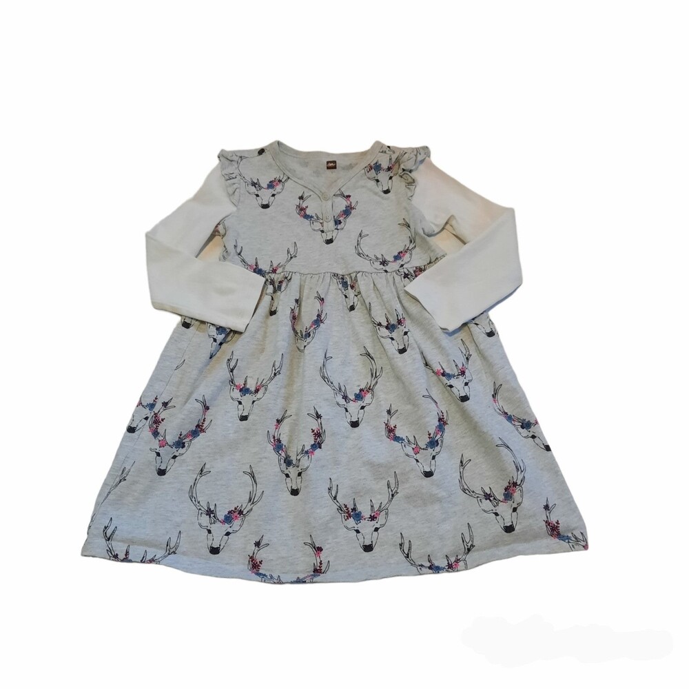 Tea Collection Girls Layered Deer Dress 5